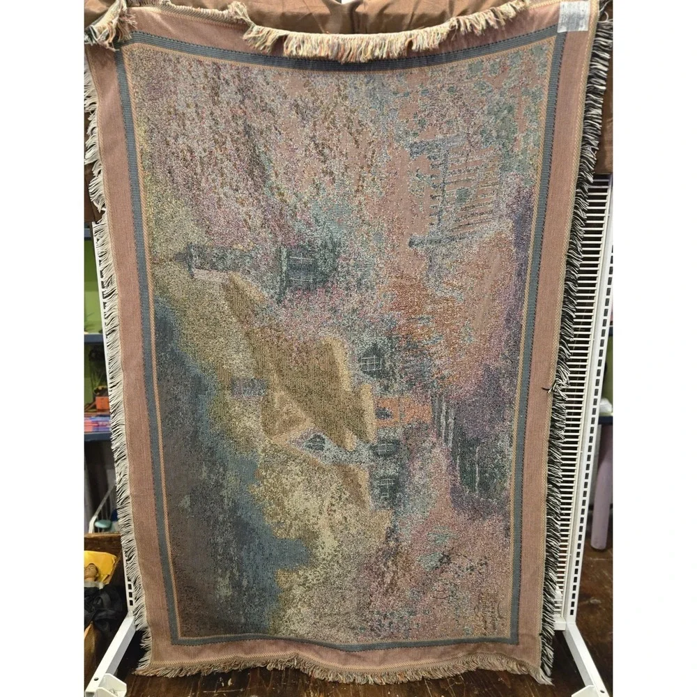 Thomas Kinkade Throw | 100% Cotton Tapestry with Fringe